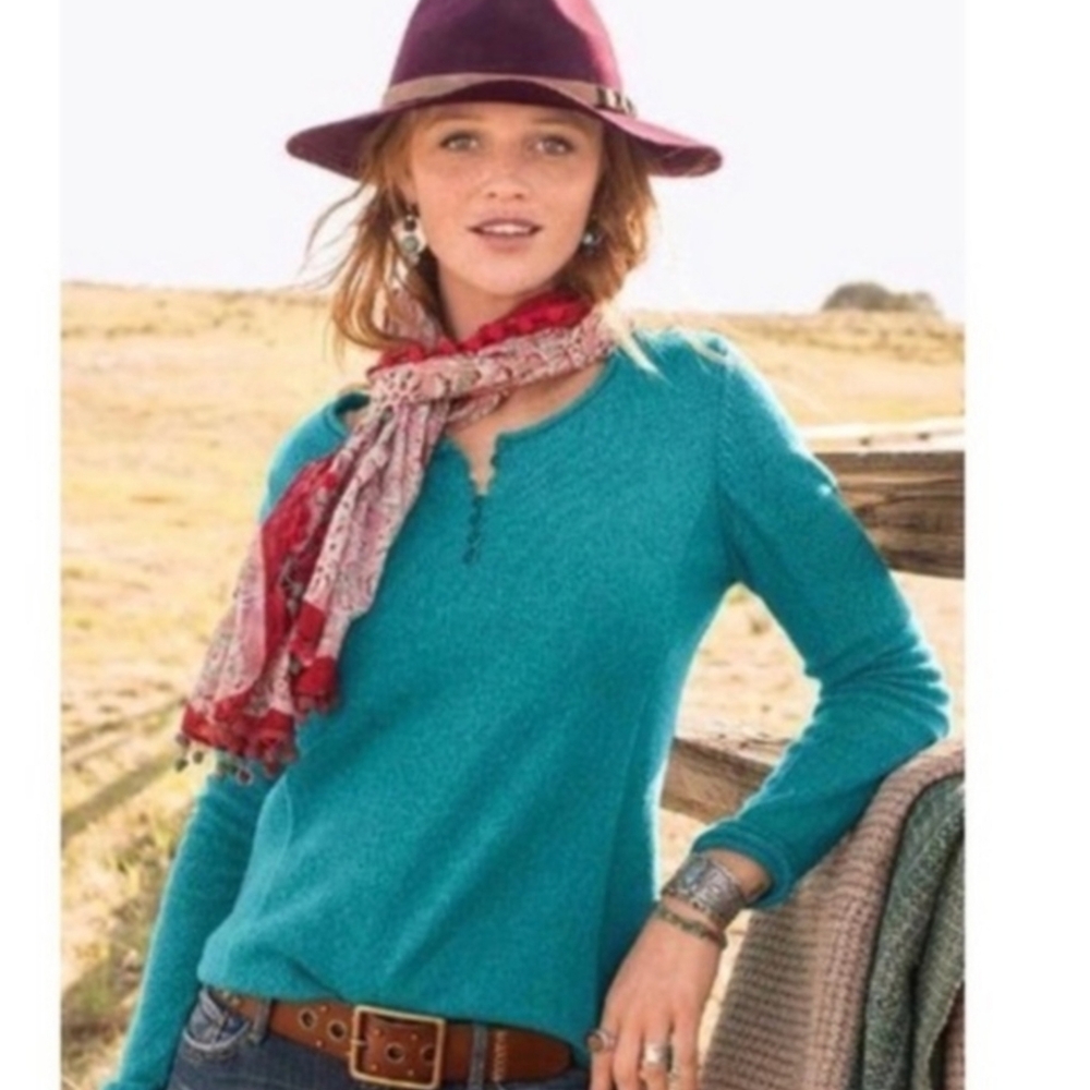 Sundance Homestead Henley Cotton Silk Blend Sweater Sz XS